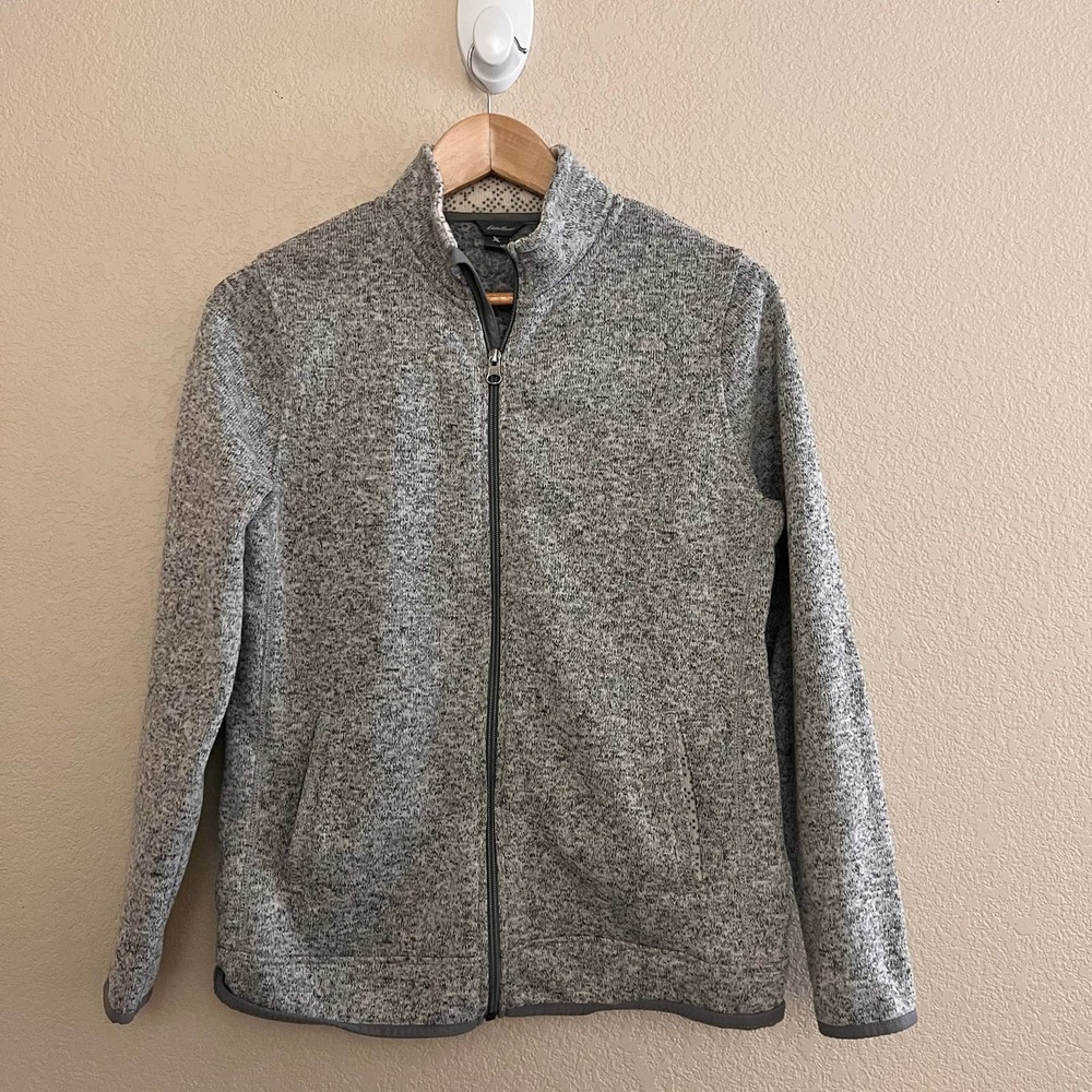 Eddie Bauer Gray Fleece Zip Up Jacket Size Medium